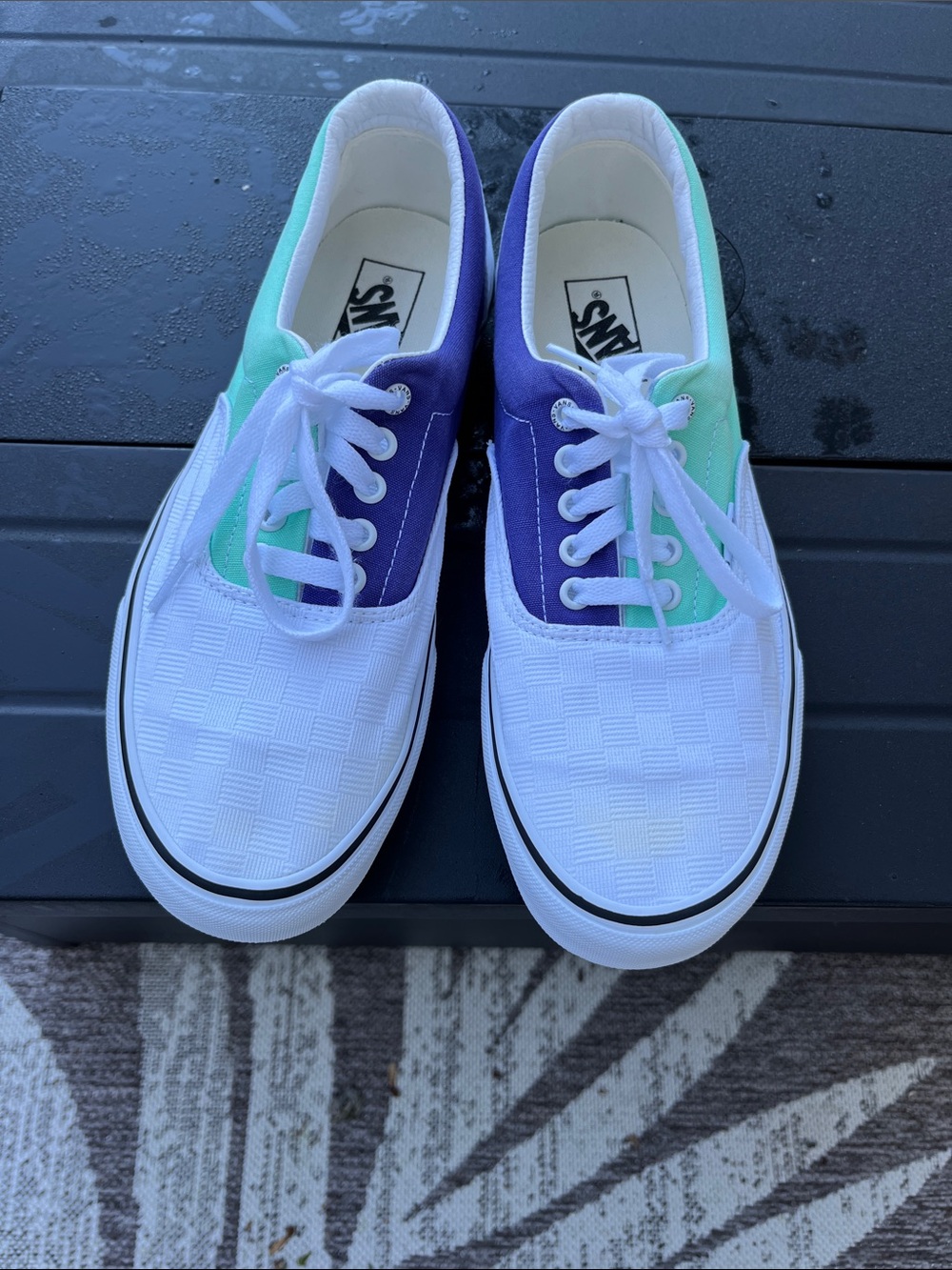 Vans Two-Tone White, Purple & Mint Low-Top Sneakers
